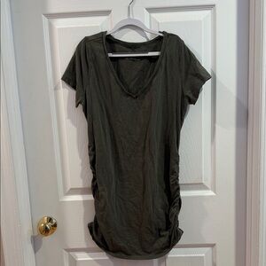 Motherhood Dark Green V-Neck Ruched Top